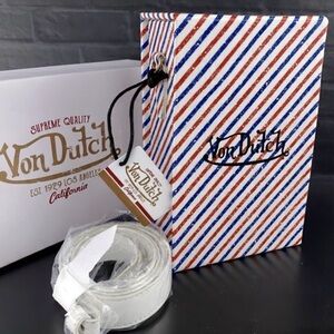 Von Dutch Barber Shop Magnetic Unisex Bag-Red, White, Blue Stripes With Box-NWT